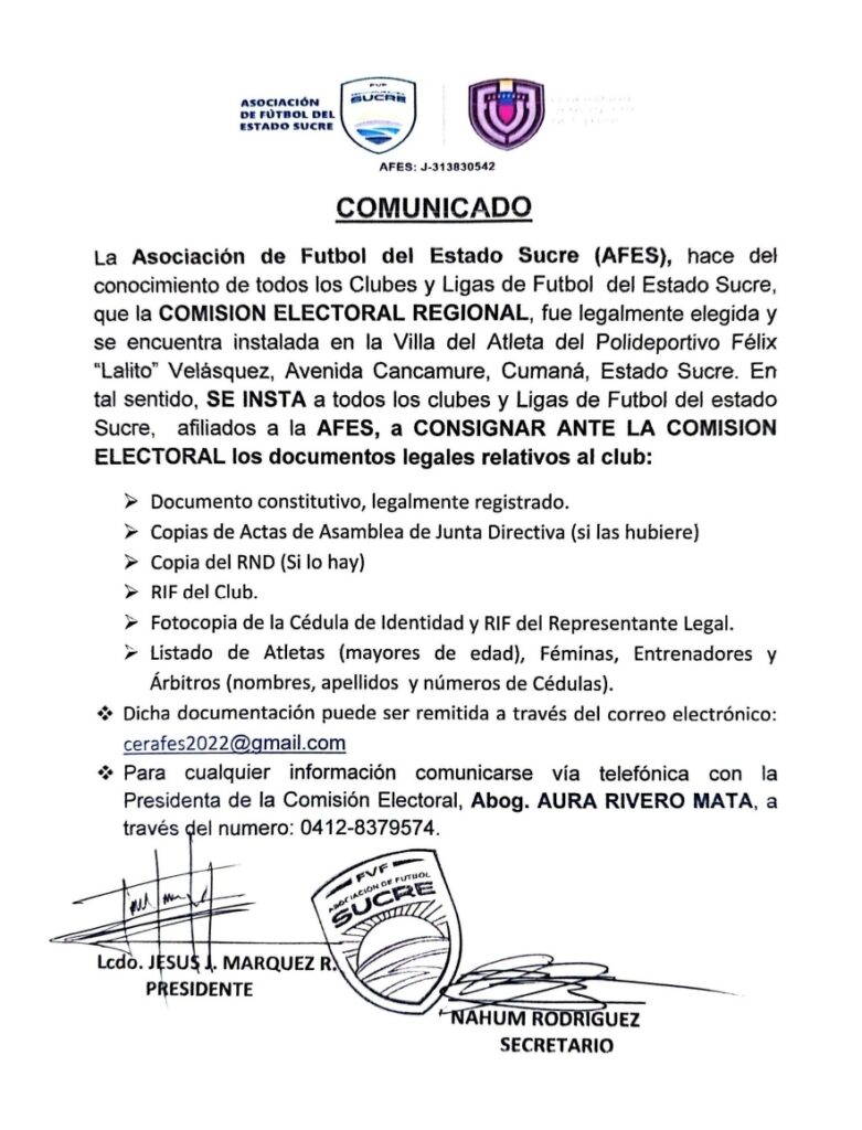 Comunicado AFES Comisión Electoral